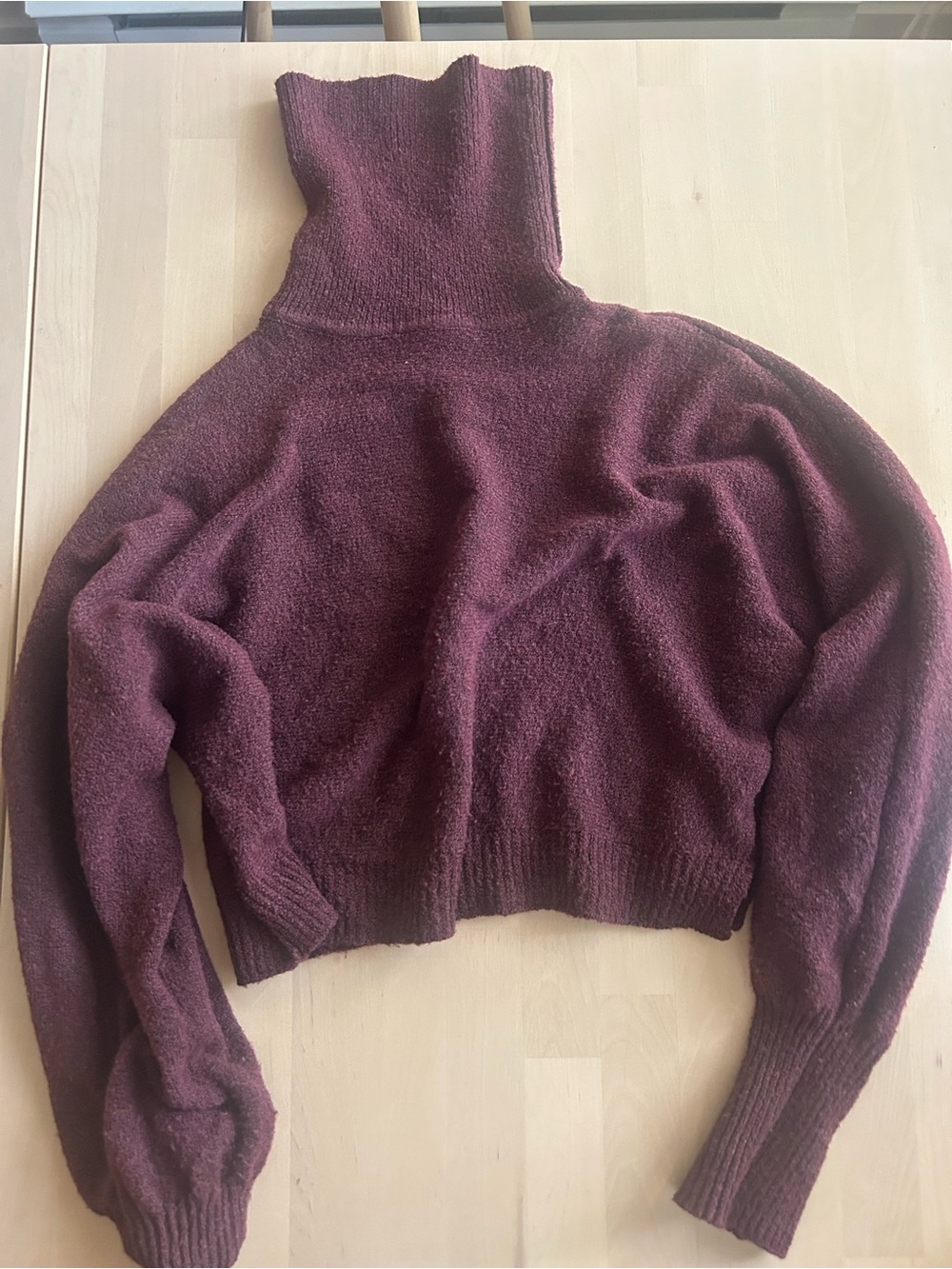 Forever 21 Cropped Turtleneck Sweater in Plum
